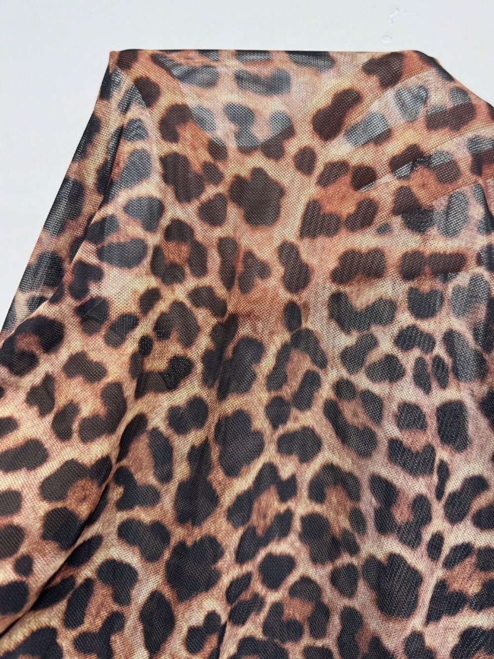 Brown Sexy Women's Leopard Print Camisole Dress with Lace Mesh, Slit Skirt - Picture 8 of 8